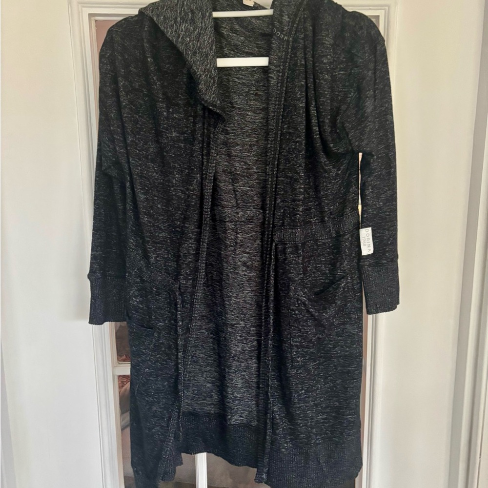 Elegant Black Hooded Cardigan
